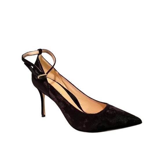 Marion Parke Muse Velvet Stiletto Black Pump With Ankle Strap - Picture 3 of 5
